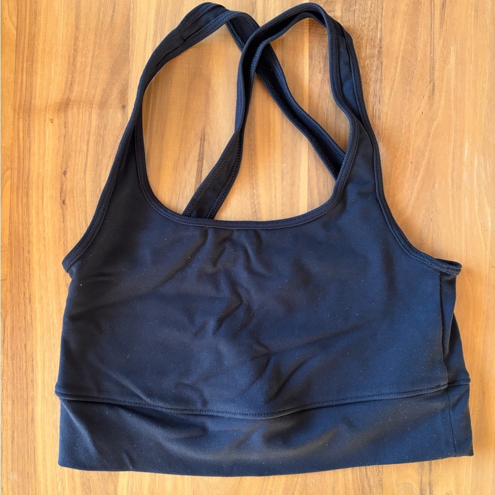 J.Crew Black Longline sports bra in Signature flex